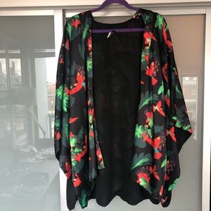 Topshop Floral Kimono-Style Duster Size 6